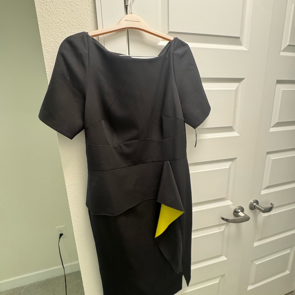 Elegant Black Dress with Lime Accent